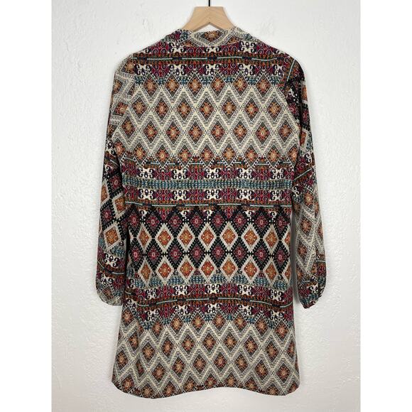 Veronica M. Geometric Print Long Sleeve Tie-Neck Dress Size Medium - Picture 4 of 6